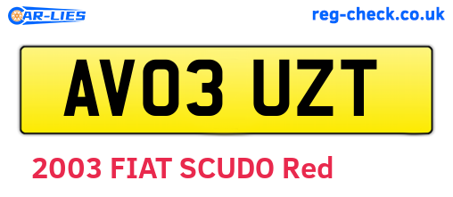 AV03UZT are the vehicle registration plates.