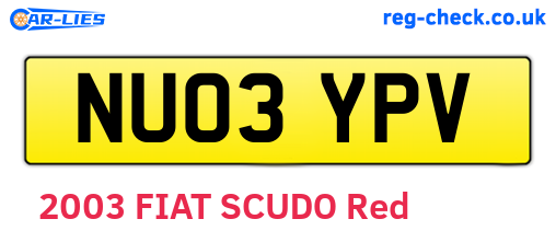 NU03YPV are the vehicle registration plates.