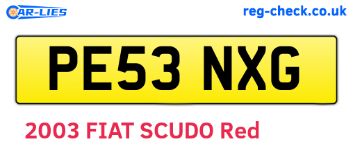 PE53NXG are the vehicle registration plates.