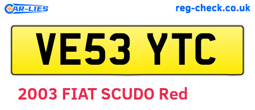 VE53YTC are the vehicle registration plates.