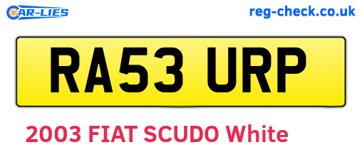 RA53URP are the vehicle registration plates.