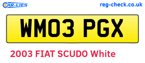 WM03PGX are the vehicle registration plates.