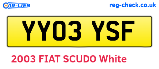 YY03YSF are the vehicle registration plates.