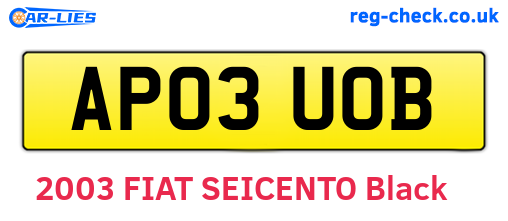 AP03UOB are the vehicle registration plates.