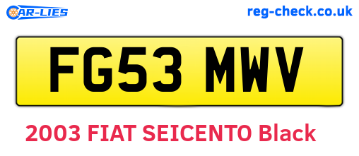 FG53MWV are the vehicle registration plates.