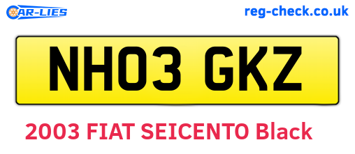 NH03GKZ are the vehicle registration plates.