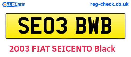 SE03BWB are the vehicle registration plates.