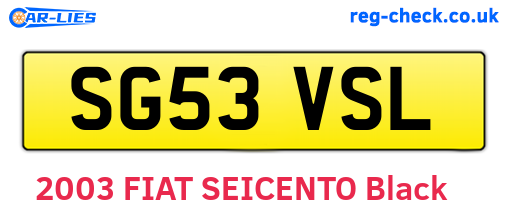 SG53VSL are the vehicle registration plates.