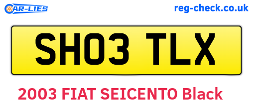 SH03TLX are the vehicle registration plates.