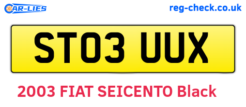 ST03UUX are the vehicle registration plates.