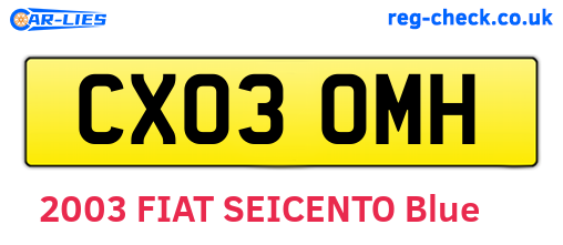 CX03OMH are the vehicle registration plates.