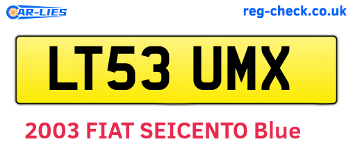 LT53UMX are the vehicle registration plates.