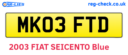 MK03FTD are the vehicle registration plates.