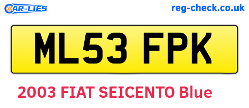 ML53FPK are the vehicle registration plates.