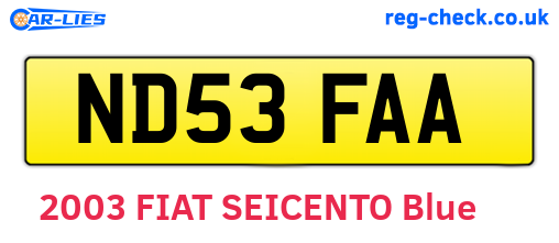 ND53FAA are the vehicle registration plates.