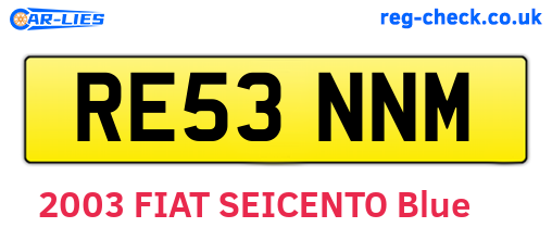 RE53NNM are the vehicle registration plates.