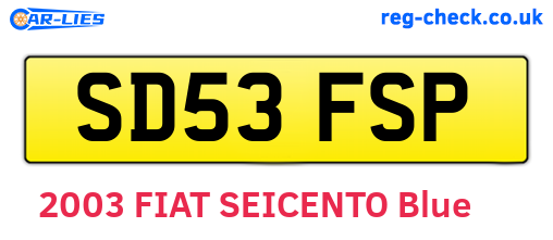 SD53FSP are the vehicle registration plates.