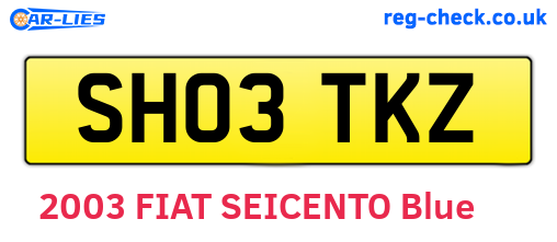 SH03TKZ are the vehicle registration plates.