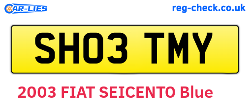 SH03TMY are the vehicle registration plates.