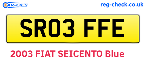 SR03FFE are the vehicle registration plates.