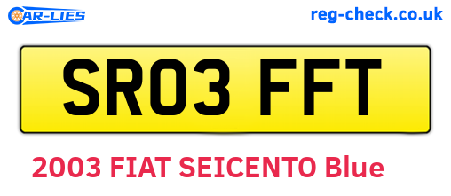 SR03FFT are the vehicle registration plates.