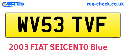 WV53TVF are the vehicle registration plates.
