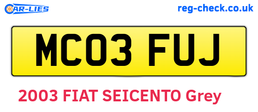 MC03FUJ are the vehicle registration plates.