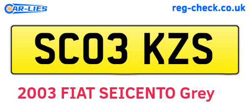 SC03KZS are the vehicle registration plates.