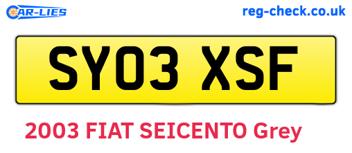 SY03XSF are the vehicle registration plates.
