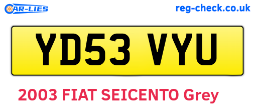 YD53VYU are the vehicle registration plates.