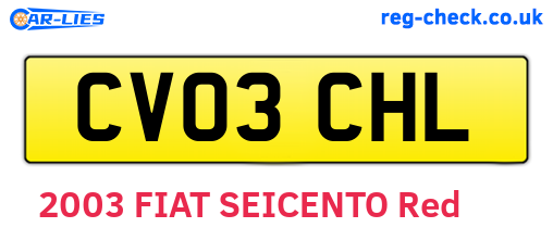 CV03CHL are the vehicle registration plates.