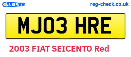 MJ03HRE are the vehicle registration plates.