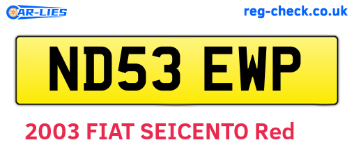 ND53EWP are the vehicle registration plates.