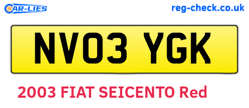 NV03YGK are the vehicle registration plates.