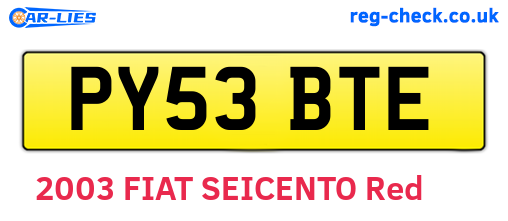 PY53BTE are the vehicle registration plates.
