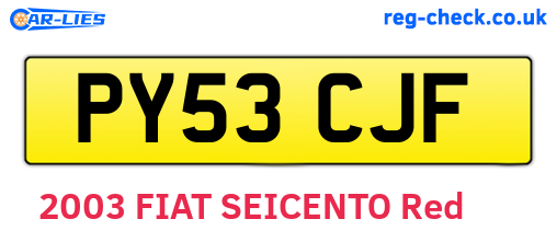 PY53CJF are the vehicle registration plates.