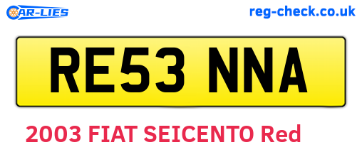 RE53NNA are the vehicle registration plates.