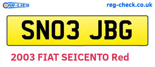 SN03JBG are the vehicle registration plates.