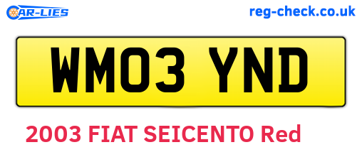WM03YND are the vehicle registration plates.