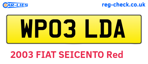 WP03LDA are the vehicle registration plates.