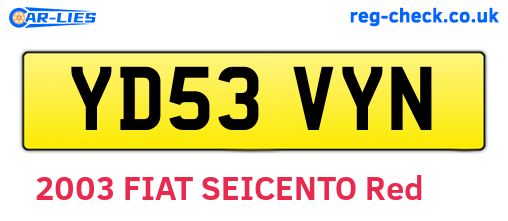 YD53VYN are the vehicle registration plates.
