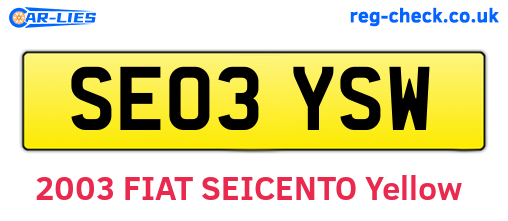 SE03YSW are the vehicle registration plates.