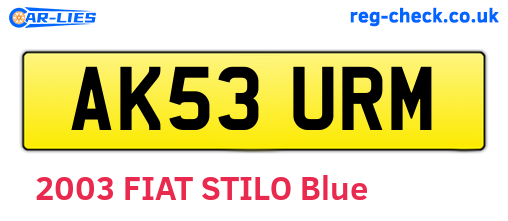AK53URM are the vehicle registration plates.