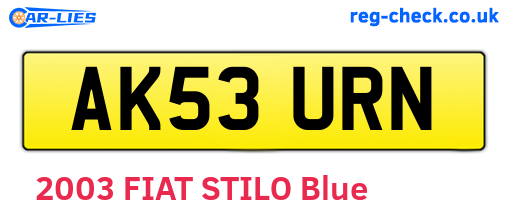 AK53URN are the vehicle registration plates.