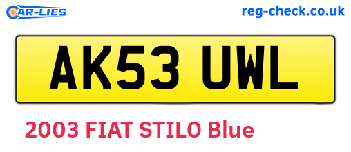 AK53UWL are the vehicle registration plates.