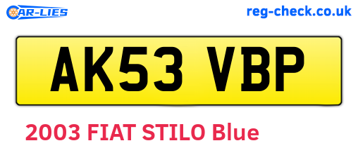 AK53VBP are the vehicle registration plates.