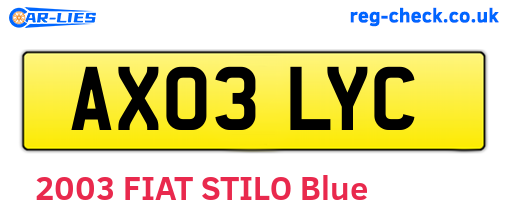 AX03LYC are the vehicle registration plates.