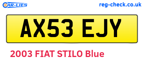 AX53EJY are the vehicle registration plates.