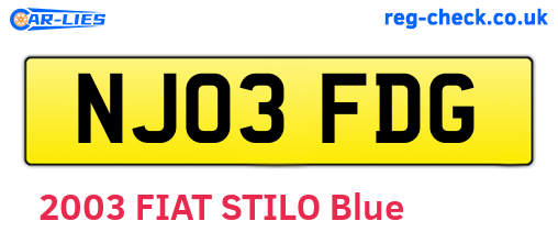 NJ03FDG are the vehicle registration plates.