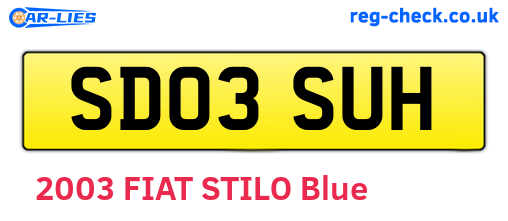 SD03SUH are the vehicle registration plates.